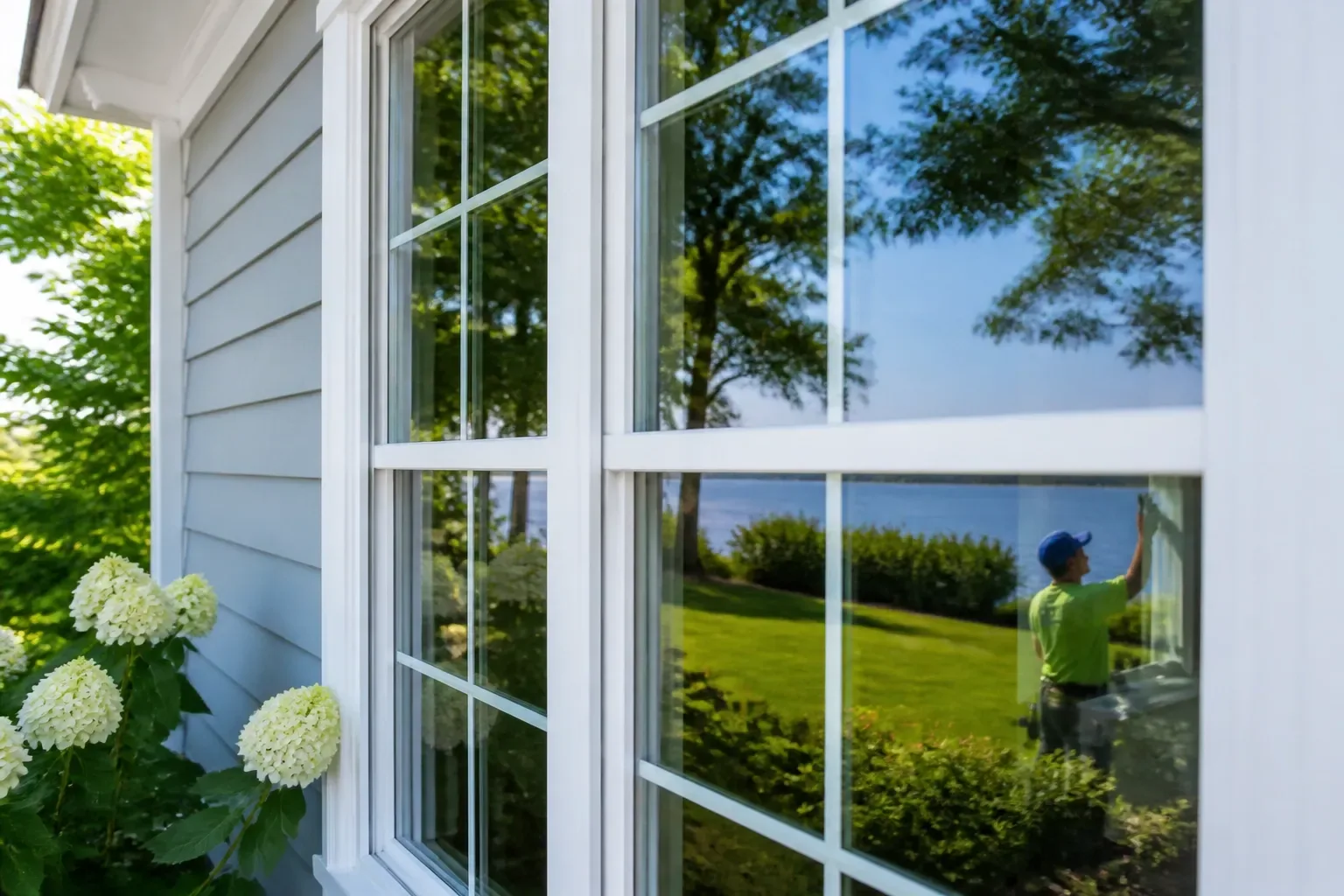 Professional window cleaning on a Maryland home